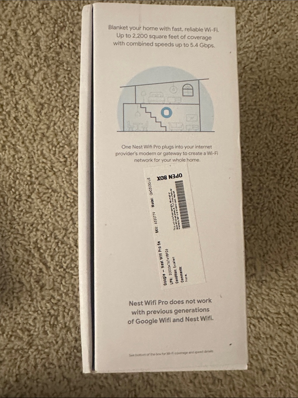 Google Nest Wifi Pro - White Mesh Router (Wi‑Fi 6E) Open Box - Picture 3 of 8